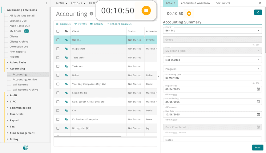Timekeeping and billing in the DataGrows Practice Management System